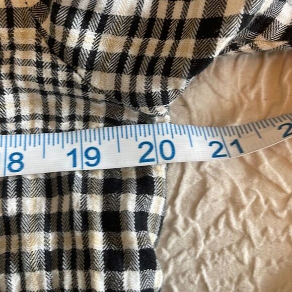 Zara Basic Womens Plaid Blouse Top Twist Knot Sleeve Black Cream Size Small - Picture 7 of 8